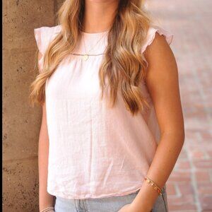 Subdued Blush Pink Ruffle Sleeve Blouse Size M | Boho Cottagecore Top